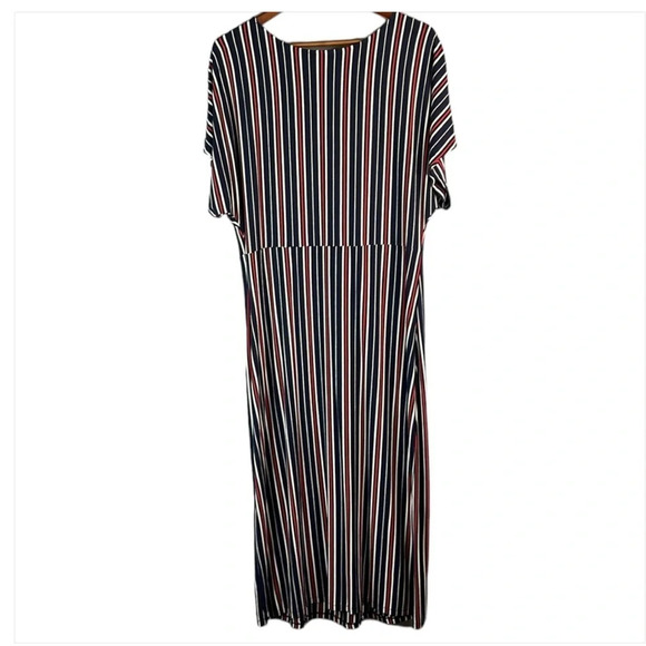 MICHEL STUDIO COLLECTION Navy Stripe Maxi Dress Twist Gathered Waist Coastal X - Picture 8 of 10